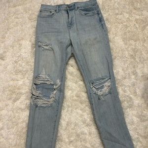 Pistola Light Wash Denim Distressed Straight Leg Jeans Size 27